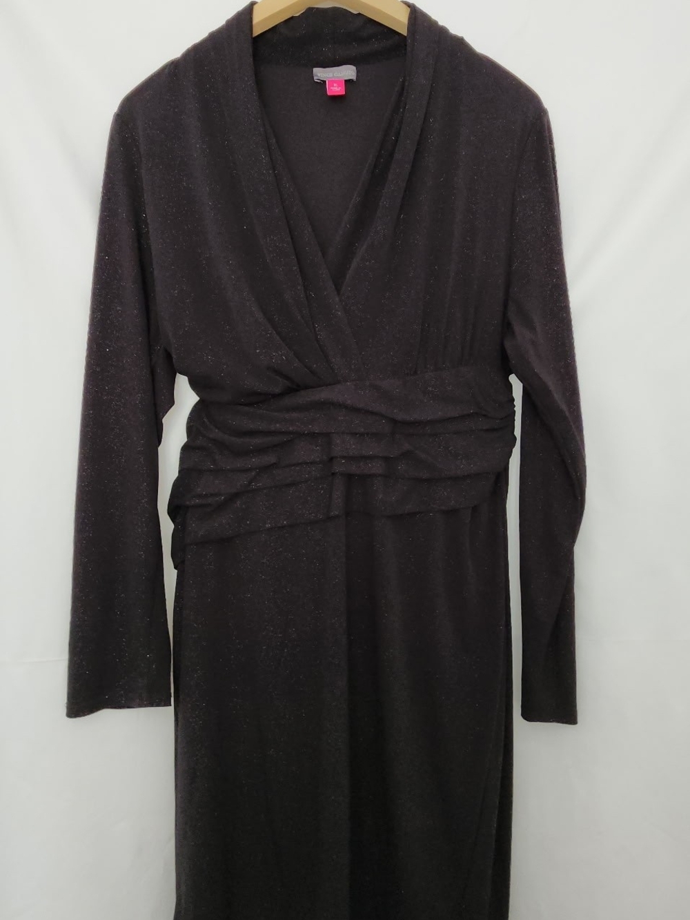 Vince Camuto Black Long-Sleeve Draped Wrap Dress. Very Flattering On The Body.